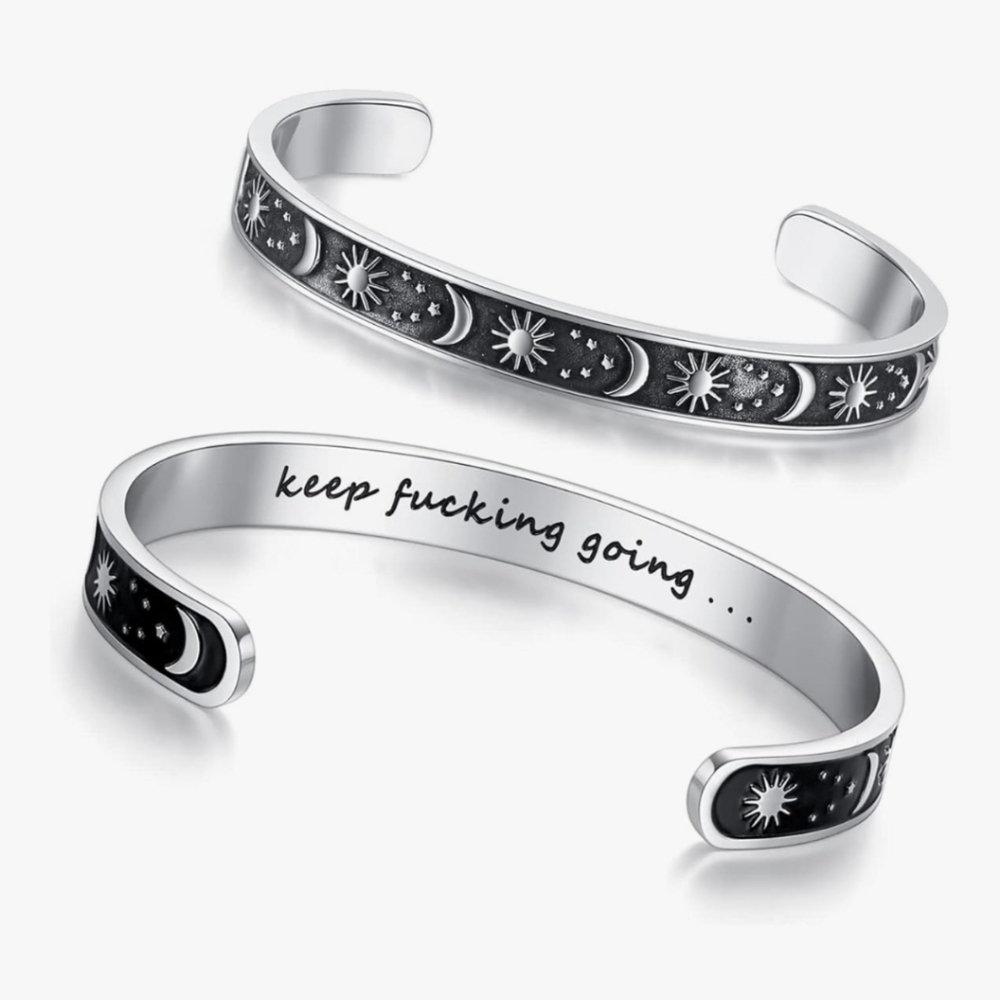 Inspirational Silver Cuff Bracelet
